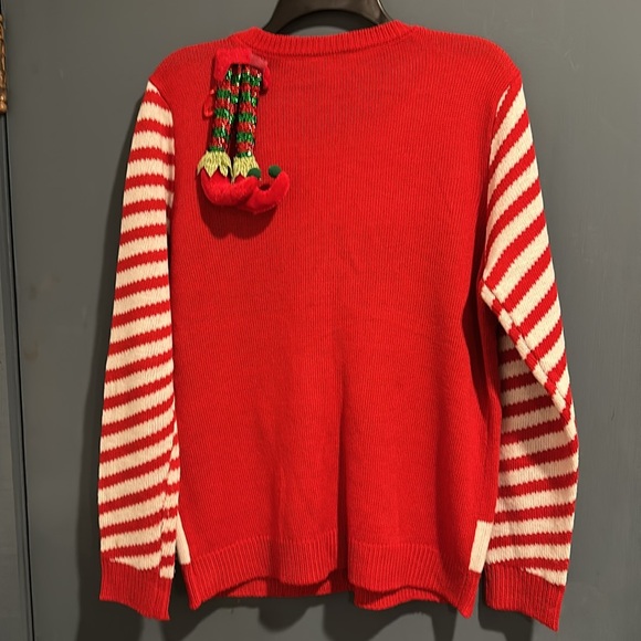 Ugly Christmas Sweater.   Red with Reindeer
Size XL(15-17). Pre-owned - Picture 4 of 5
